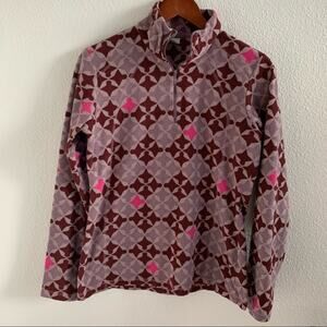 Columbia Geometric Quarter Zip Fleece Sweatshirt Purple Pink Cold Weather Medium